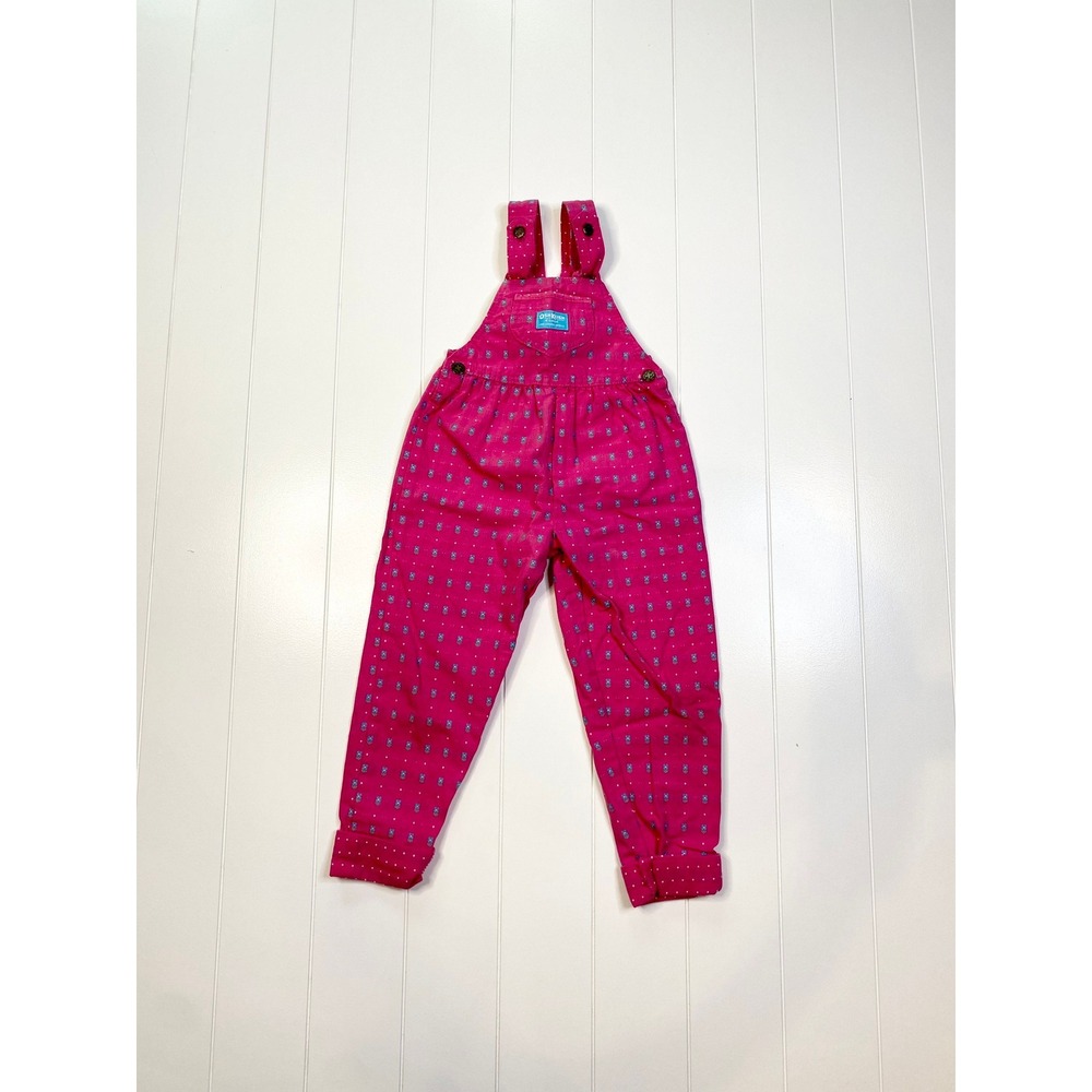 Vintage Oshkosh BGosh Floral Overalls, Size 5, Made in USA - Picture 3 of 11